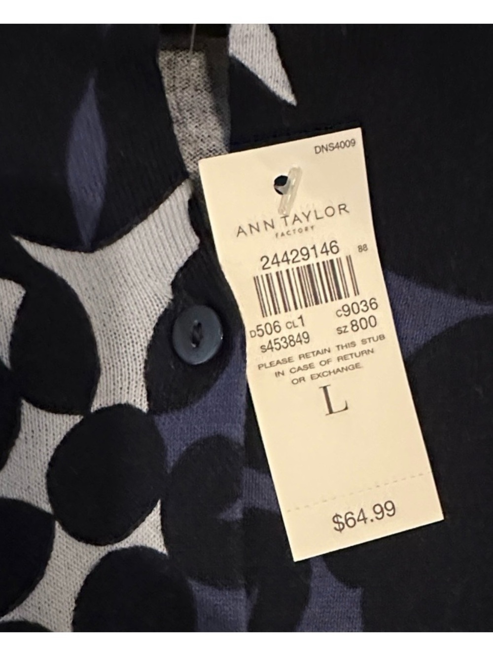Ann Taylor Navy & Cobalt Abstract Floral Cardigan - Picture 2 of 3